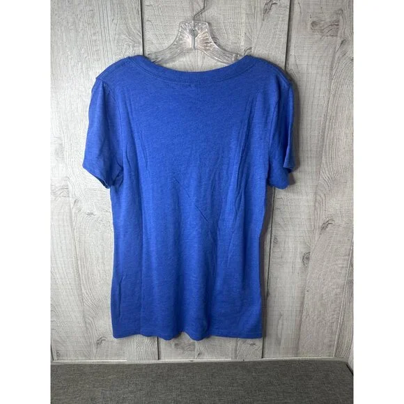 Ouray Womens Large V Neck Royal Blue Short Sleeve Air Force AF Fitted T Shirt - Picture 2 of 7